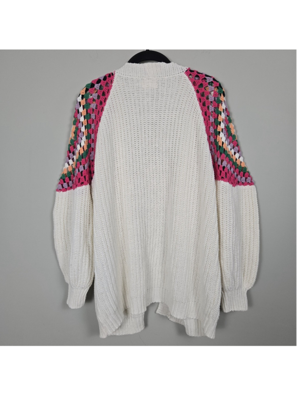 Dreamers Womens Granny Square Crochet Open Knit Cardigan S/M White Cottagecore - Picture 4 of 9